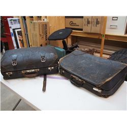 Vintage Black Leather Suitcases (2)