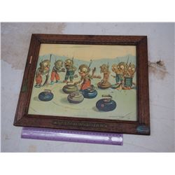  Dingbats  Curling Picture W/ Original Frame