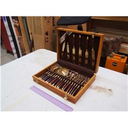 Winsome Nickel Bronze Cutlery Set W/ Wooden Case