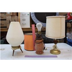 Vintage Lamps w/Shades (3)