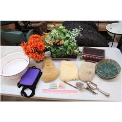 Lot of Misc: Decoration Pieces, Wool Items, Shoe Stretchers, Etc