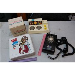Vintage Misc: Fisher-Price Stove, Telephone, Big Jim Carry-All Case, Etc