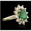 Image 1 : 14KT Yellow Gold 2.79 ctw Emerald and Diamond Ring