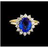 Image 2 : 14KT Yellow Gold 2.24 ctw Tanzanite and Diamond Ring