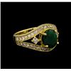 Image 1 : 14KT Yellow Gold 1.63 ctw Emerald and Diamond Ring