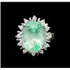 Image 2 : GIA Cert 9.92 ctw Emerald and Diamond Ring - 14KT White Gold
