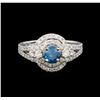 Image 2 : 14KT White Gold 1.29 ctw Fancy Blue Diamond Ring