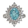 Image 1 : 3.03 ctw Paraiba Tourmaline and Diamond Ring - 18KT White Gold