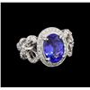 Image 1 : 14KT White Gold 3.69 ctw Tanzanite and Diamond Ring