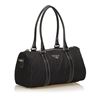 Image 2 : Prada Black Nylon Leather Barrel Shoulder Bag