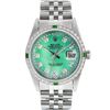 Image 1 : Rolex Mens SS Green MOP String Diamond & Emerald Datejust Wristwatch