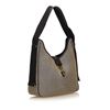 Image 2 : Gucci Gray Canvas Fabric Black Leather Shoulder Bag