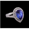 Image 1 : 14KT White Gold 3.89 ctw Tanzanite and Diamond Ring
