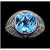 Image 2 : 9.50 ctw Blue Topaz and Diamond Ring - 18KT White Gold