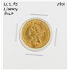 Image 1 : 1901 $5 Liberty Head Half Eagle Gold Coin