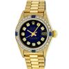 Image 9 : Rolex Ladies 18K Yellow Gold Sapphire And Blue Vignette Diamond President Wristw