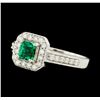 Image 1 : 0.48 ctw Emerald and Diamond Ring - 14KT White Gold