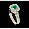 Image 4 : 0.48 ctw Emerald and Diamond Ring - 14KT White Gold