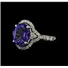 Image 1 : 4.54 ctw Tanzanite and Diamond Ring - 14KT White Gold