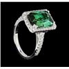 Image 4 : 4.30 ctw Green Tourmaline And Diamond Ring - 14KT White Gold