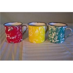 Swirl granite, mugs, green, yellow, red