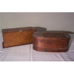 Two antique oak boxes