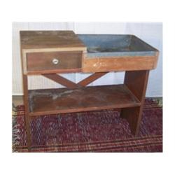 Primitive dry sink with zinc liner