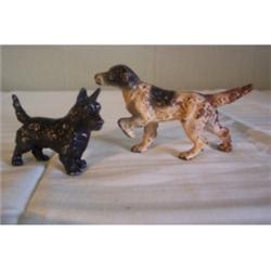 Pair of dog miniatures, cast