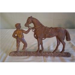 Horse with jockey cast iron décor