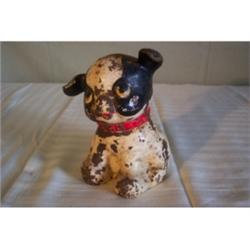 Dog cast iron bank, named Fido