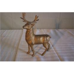 8-point deer cast bank, painted gold