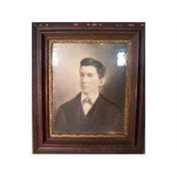 Old framed charcoal portrait