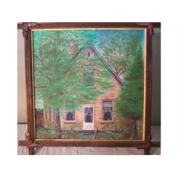 Victorian cross frame oil on board