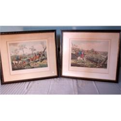 Two framed hunt scene prints