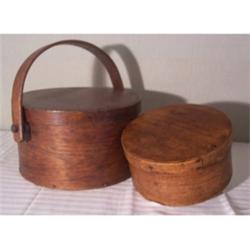 Lot of two round oak buckets with lids