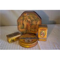 4-item lot of Indian-motif tobacco tins