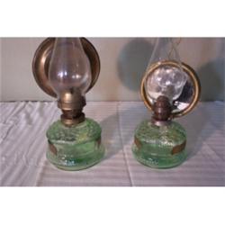 Pair of green shield lamps