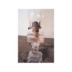 Clear glass square oil lamp