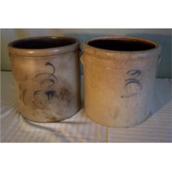 Lot of two 3-gallon crocks, as-is