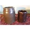 Image 1 : Lot of 2, 9" and 6 1/2" brown crocks