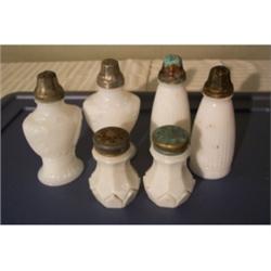 Milk glass salt and peppers