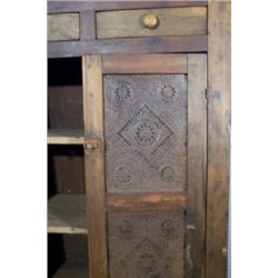 Primitive Punched Tin pie safe