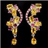 Image 1 : Natural Yellow Citrine Rhodolite Garnet Ruby Earrings