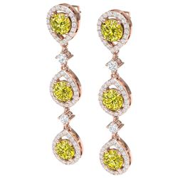 5.11 CTW Fancy Yellow SI Diamond Earrings 18K Rose Gold - REF-418H2W - 39103
