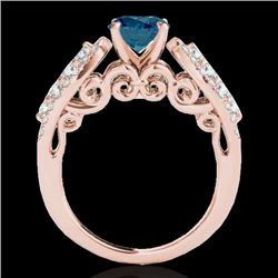 2 CTW SI Certified Fancy Blue Diamond Solitaire Ring 10K Rose Gold - REF-254F5M - 35274