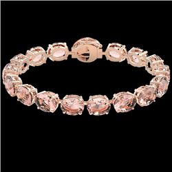 67 CTW Morganite & Micro Pave VS/SI Diamond Halo Bracelet 14K Rose Gold - REF-763M6F - 22268