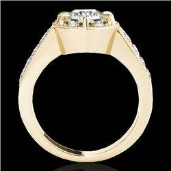 2 2 CTW H-SI/I Certified Diamond Solitaire Halo Ring 10K Yellow Gold - REF-236K4R - 34488