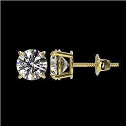 1.55 CTW Certified H-SI/I Quality Diamond Solitaire Stud Earrings 10K Yellow Gold - REF-154W5H - 366