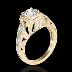 1.25 CTW H-SI/I Certified Diamond Solitaire Antique Ring 10K Yellow Gold - REF-172X8T - 34668