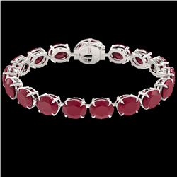 75 CTW Ruby & Micro Pave VS/SI Diamond Halo Bracelet 14K White Gold - REF-457H8W - 22275